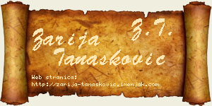 Zarija Tanasković vizit kartica